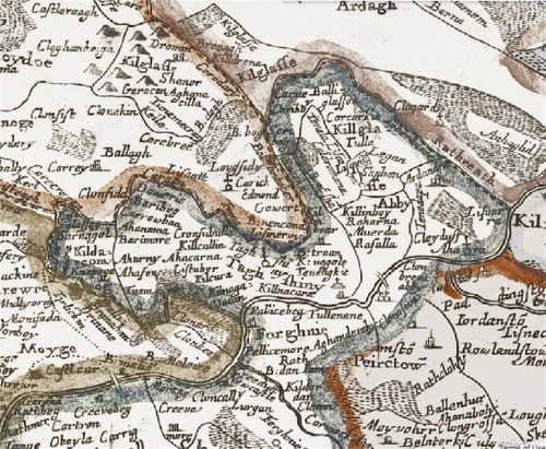 Down Survey map of the area from the 1650s